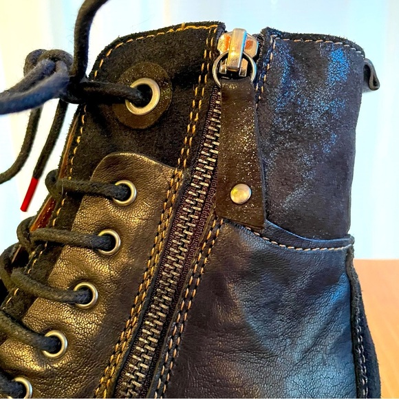 NWT Comfortiva Sarango Black Leather Lace-up Zipper Ankle Boots 8W - Picture 4 of 12